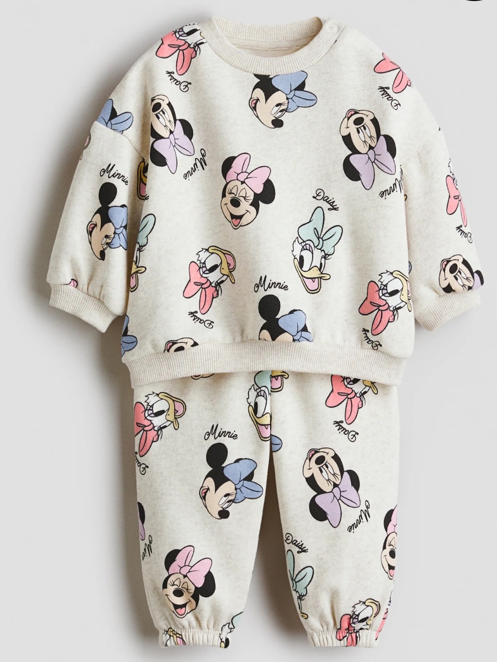H&M Cream Sweatshirt with Minnie & Daisy Pastel Prints